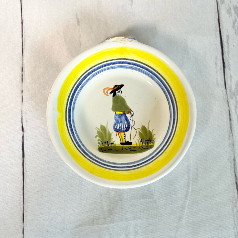 Vintage Henriot Quimper France Breton Man Small Bowl Dish Faience Wall Decor